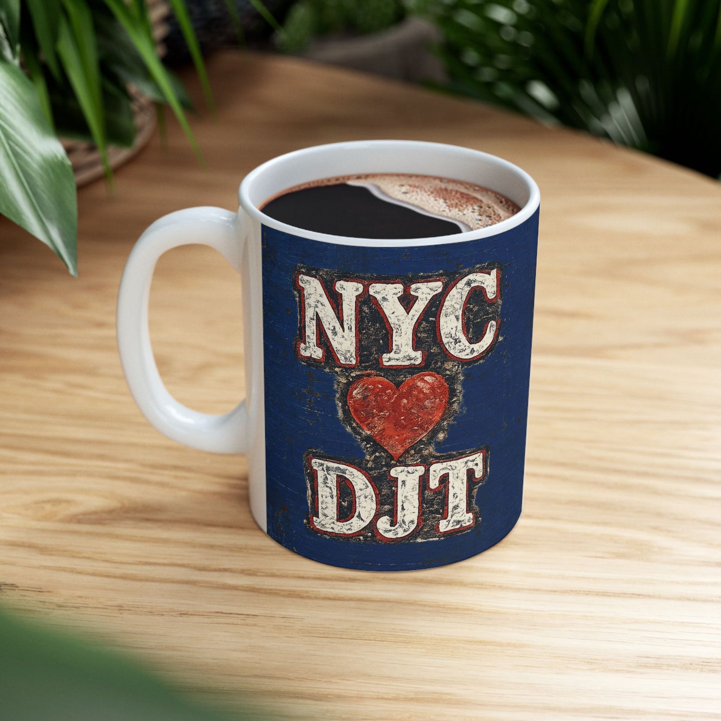 Trump “NYC❤️DJT” Ceramic Mug — Vintage Blue-Collar Design (11oz, 15oz)