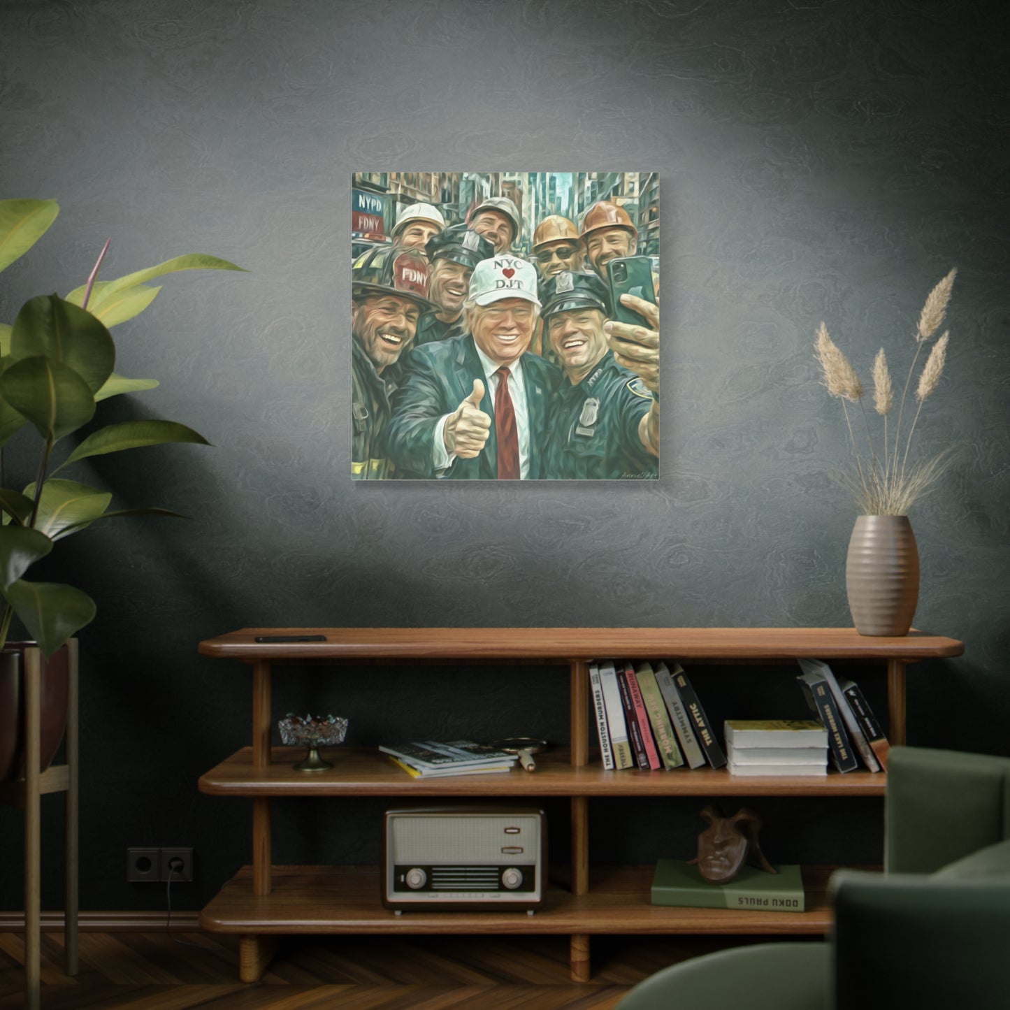 Trump ‘NYC❤️DJT’ - THE Blue-Collar-Billionaire w/ NYC Working Guys —Matte Canvas Print