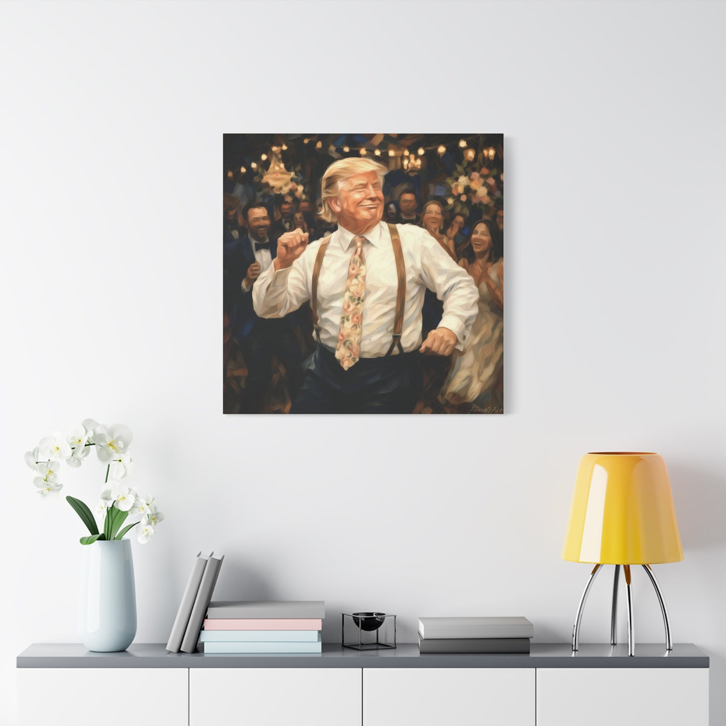Vintage Festive Trump Dancing Canvas Wall Art