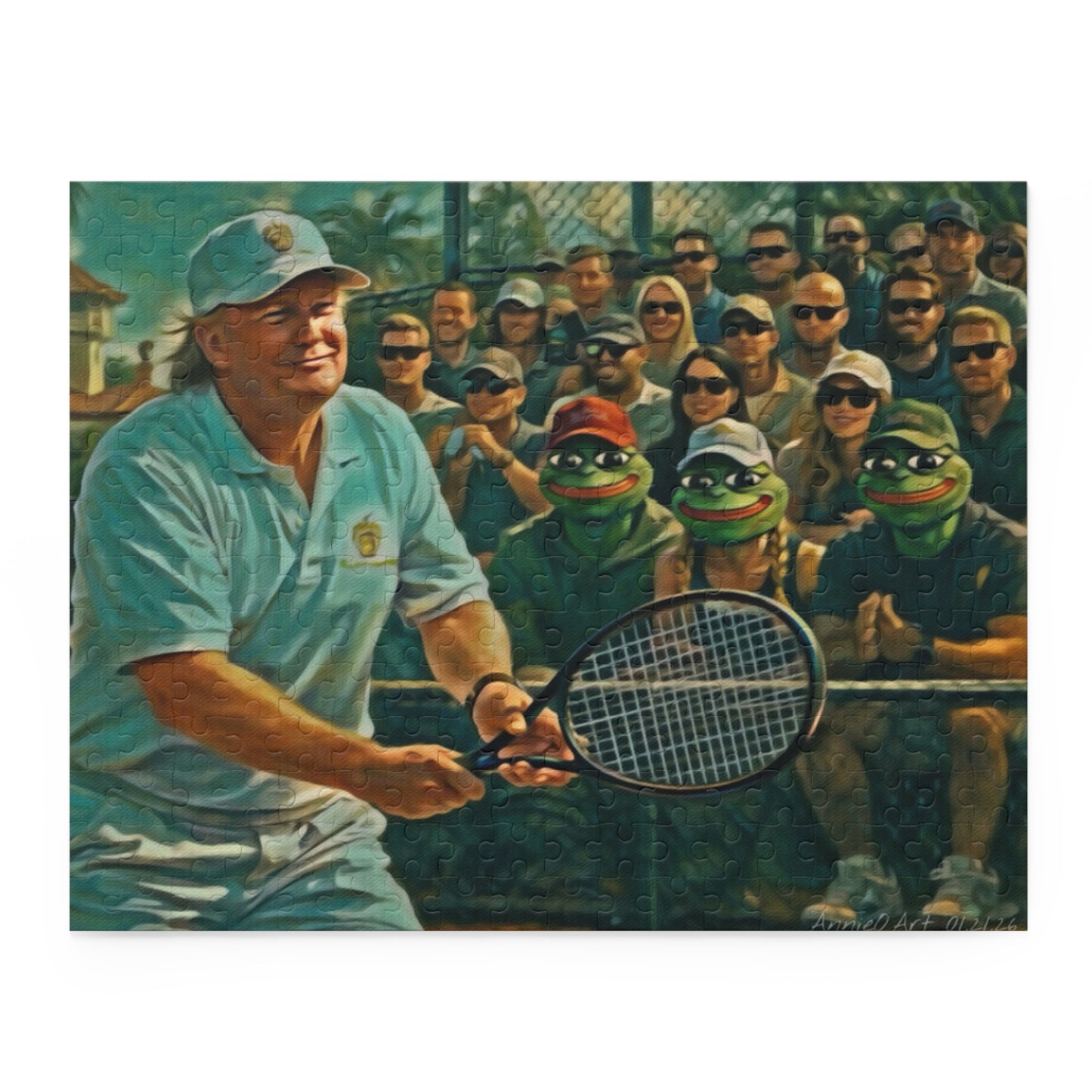 Trump Tennis Crowd Jigsaw Puzzle — Vintage Match Scene (120/252/500 pcs)