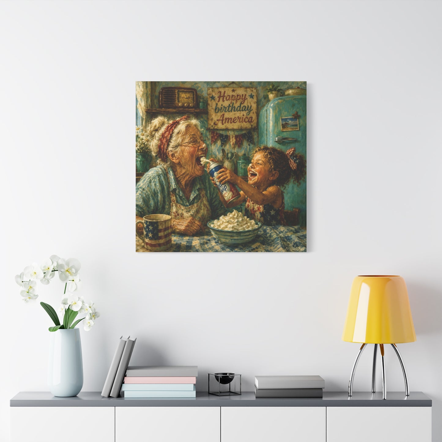 Fourth of July Grandma & Granddaughter Matte Canvas Wall Art