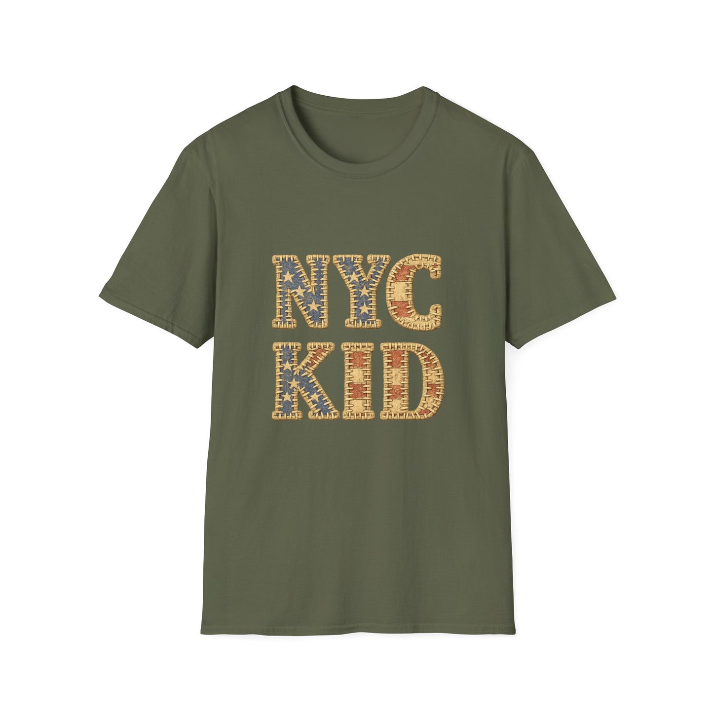 NYC Kid T-Shirt — New York City Vintage Flag Quilt-look Tee
