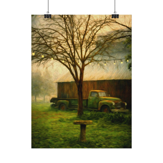 Vintage Farm Truck Watercolor Poster