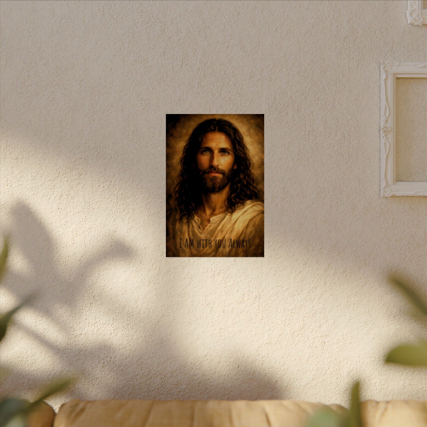 Jesus Portrait Matte Poster - "I Am With You Always" Textured Watercolor Wall Art