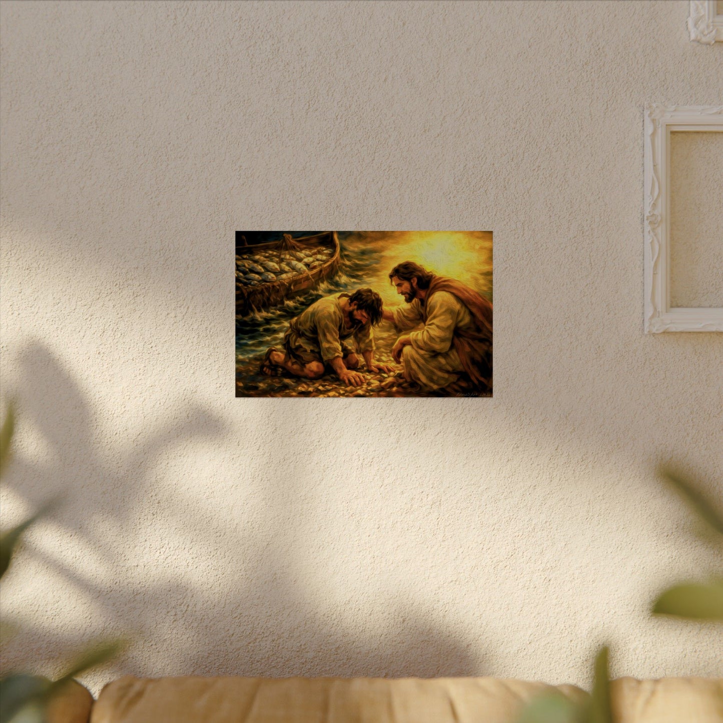 "Jesus and the Fisherman" —Watercolor Matte Poster —