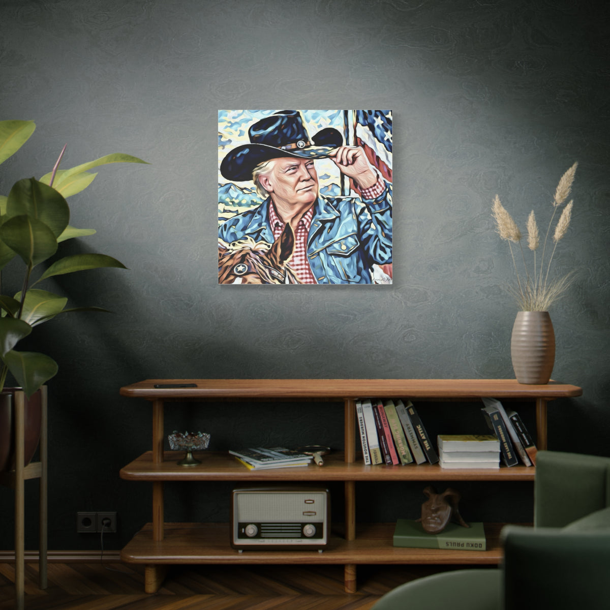 Trump Patriotic Cowboy Portrait Canvas