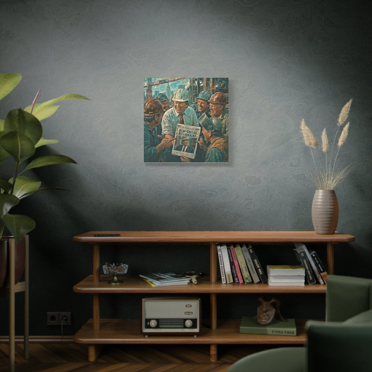 Trump Blue-Collar Billionaire Canvas Print — Vintage Labor Wall Art
