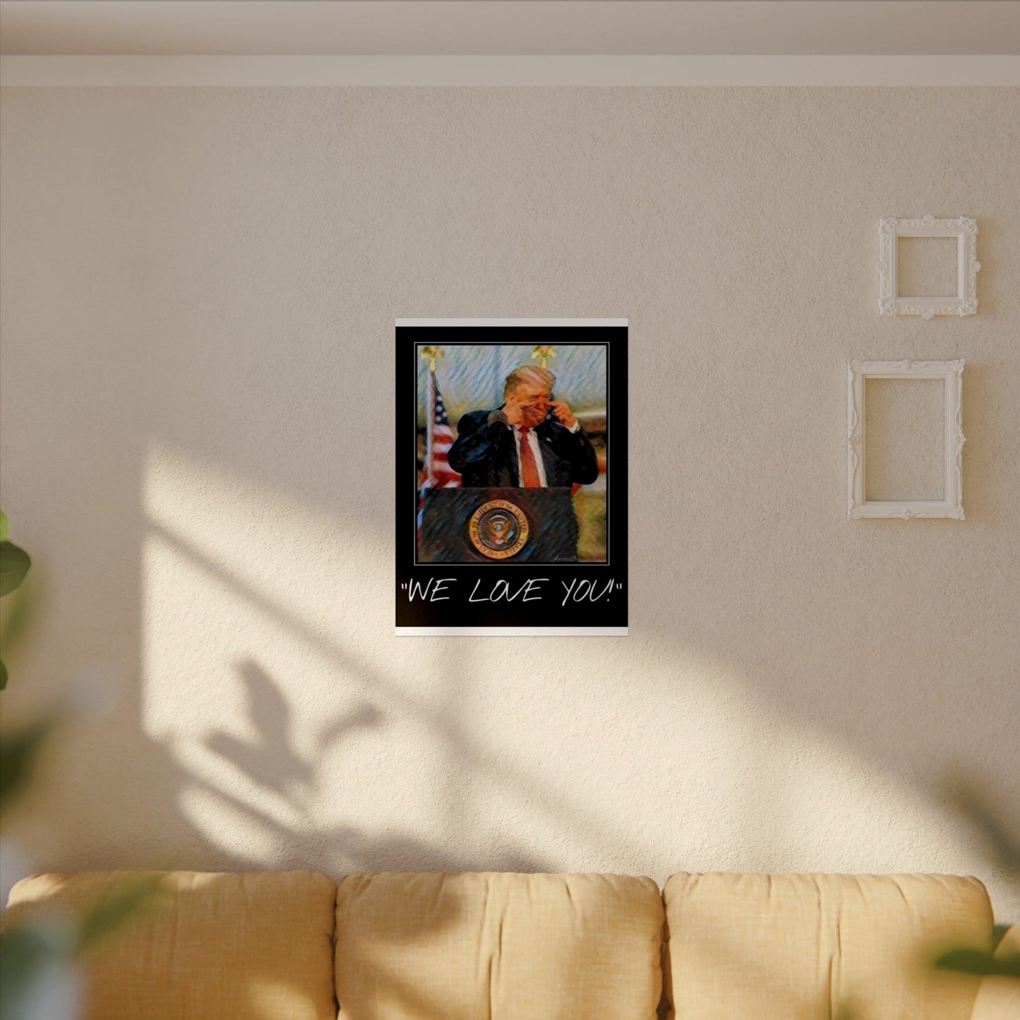 Patriotic Watercolor Matte Poster — Presidential Podium Artwork