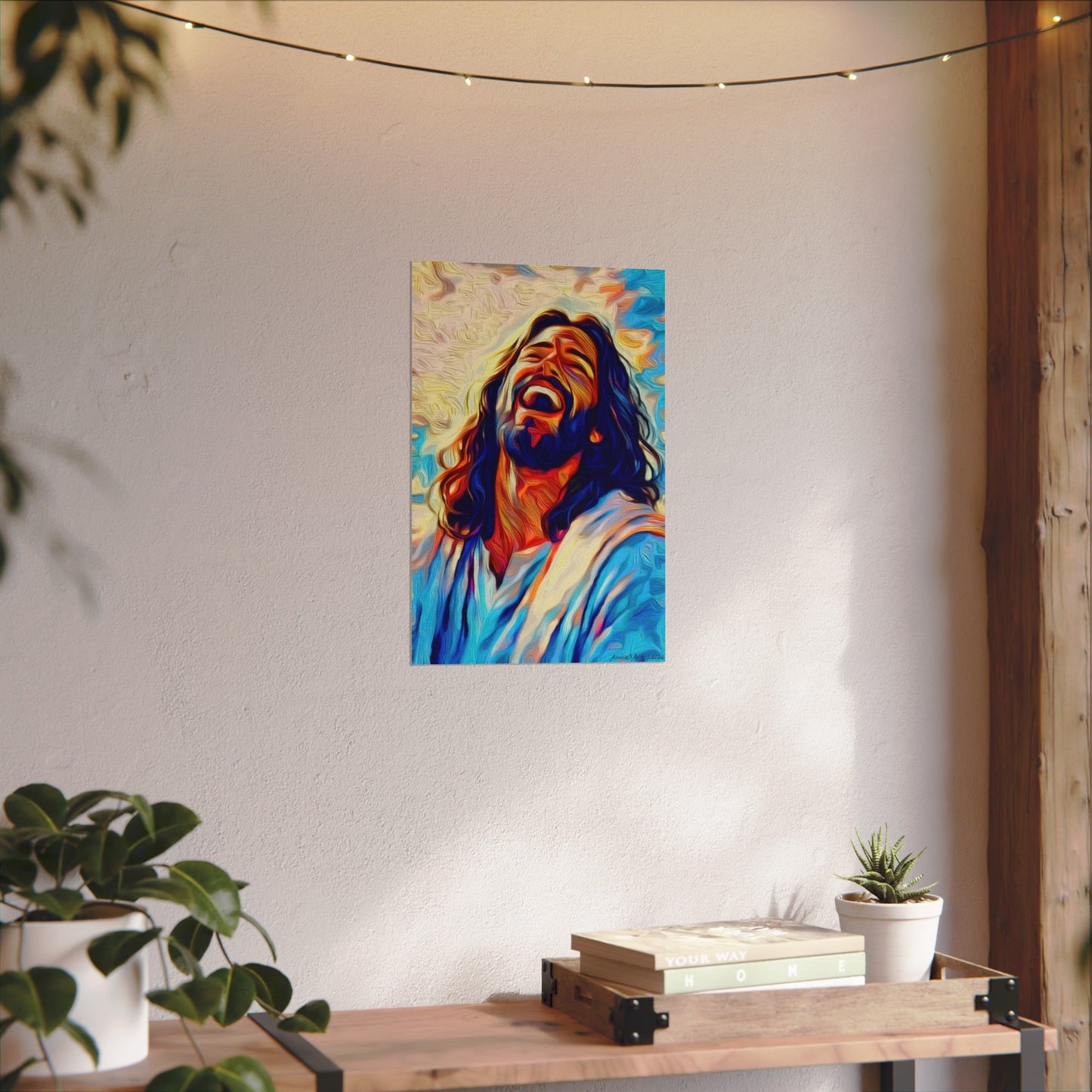 Watercolor Jesus Poster — Textured Matte Inspirational Wall Art