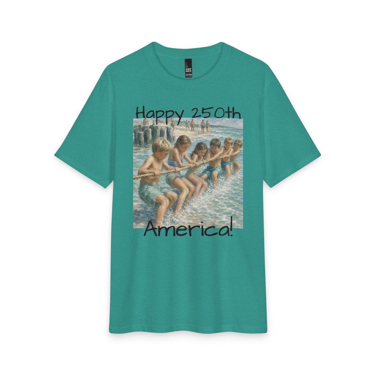 Vintage Americana Distressed Tee – "Happy 250th America!" Honeysuckle Lodge Souvenir T-Shirt