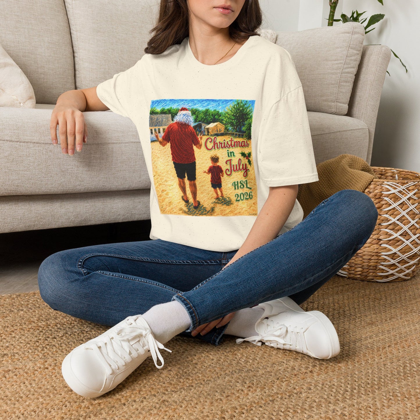 T-Shirt — Christmas in July Santa Beach Graphic Tee
