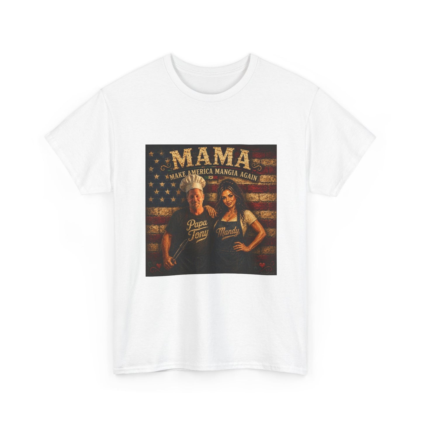 CUSTOM for MANDY—Mama Pizza Team T-Shirt — Retro American Flag Pizza Chef Graphic Tee