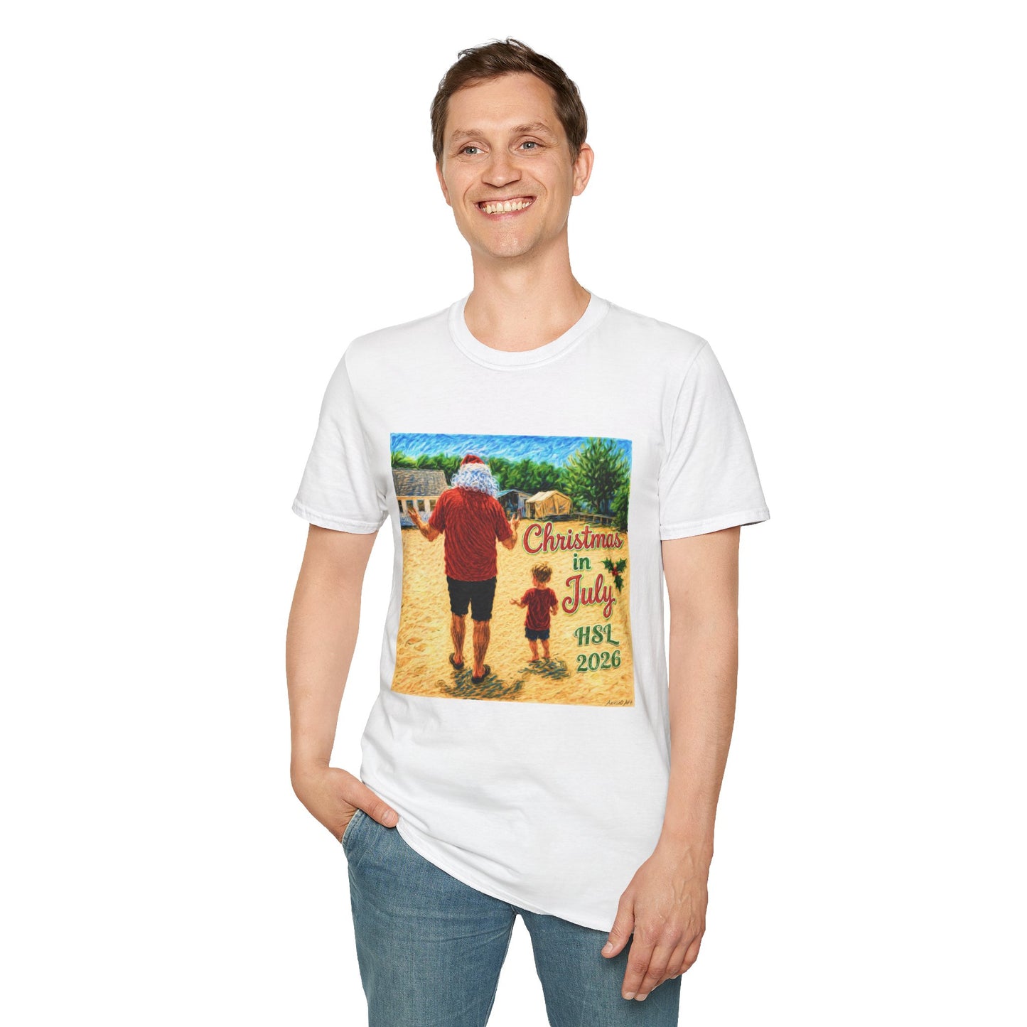 T-Shirt — Christmas in July Santa Beach Graphic Tee