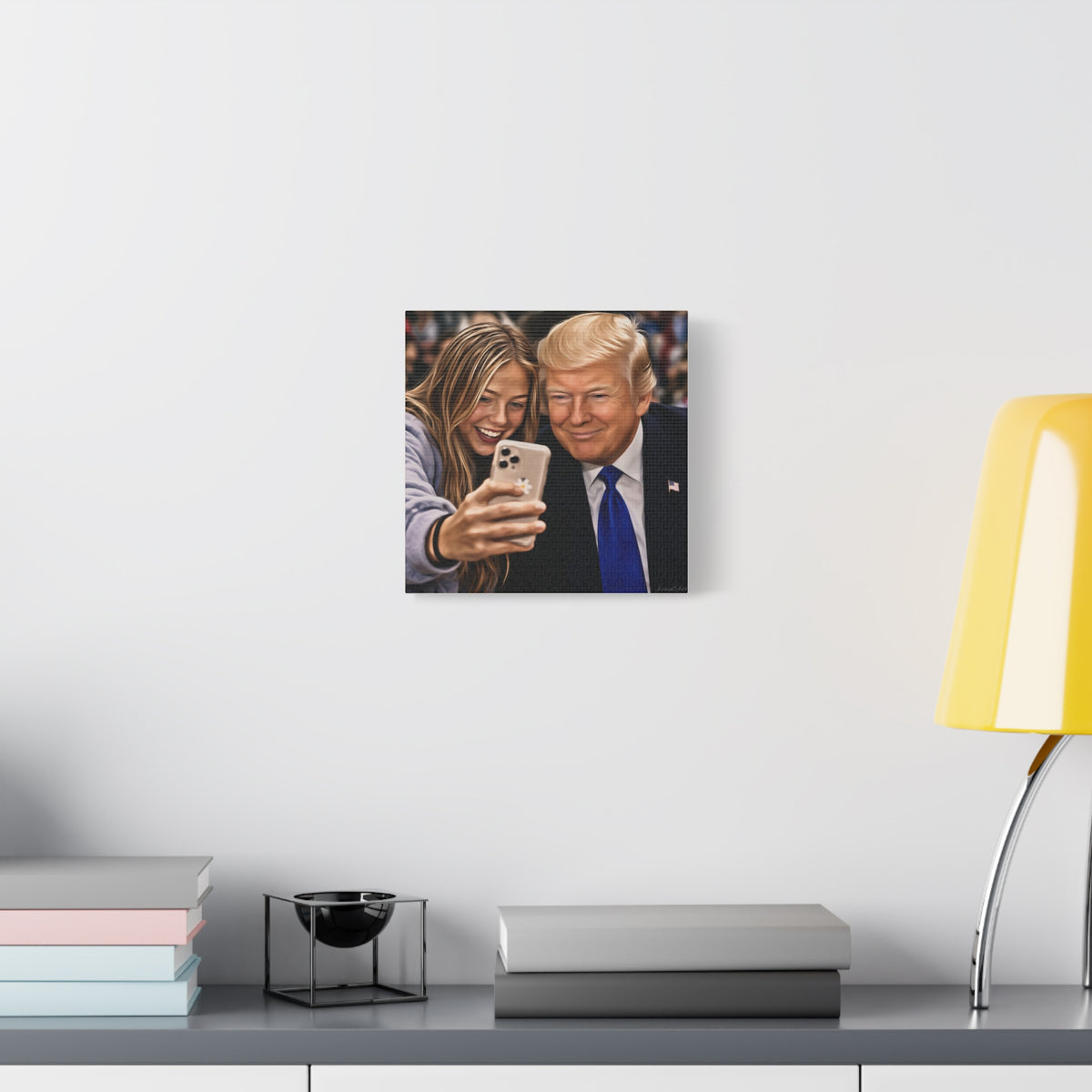Trump Figure Selfie Matte Canvas Print