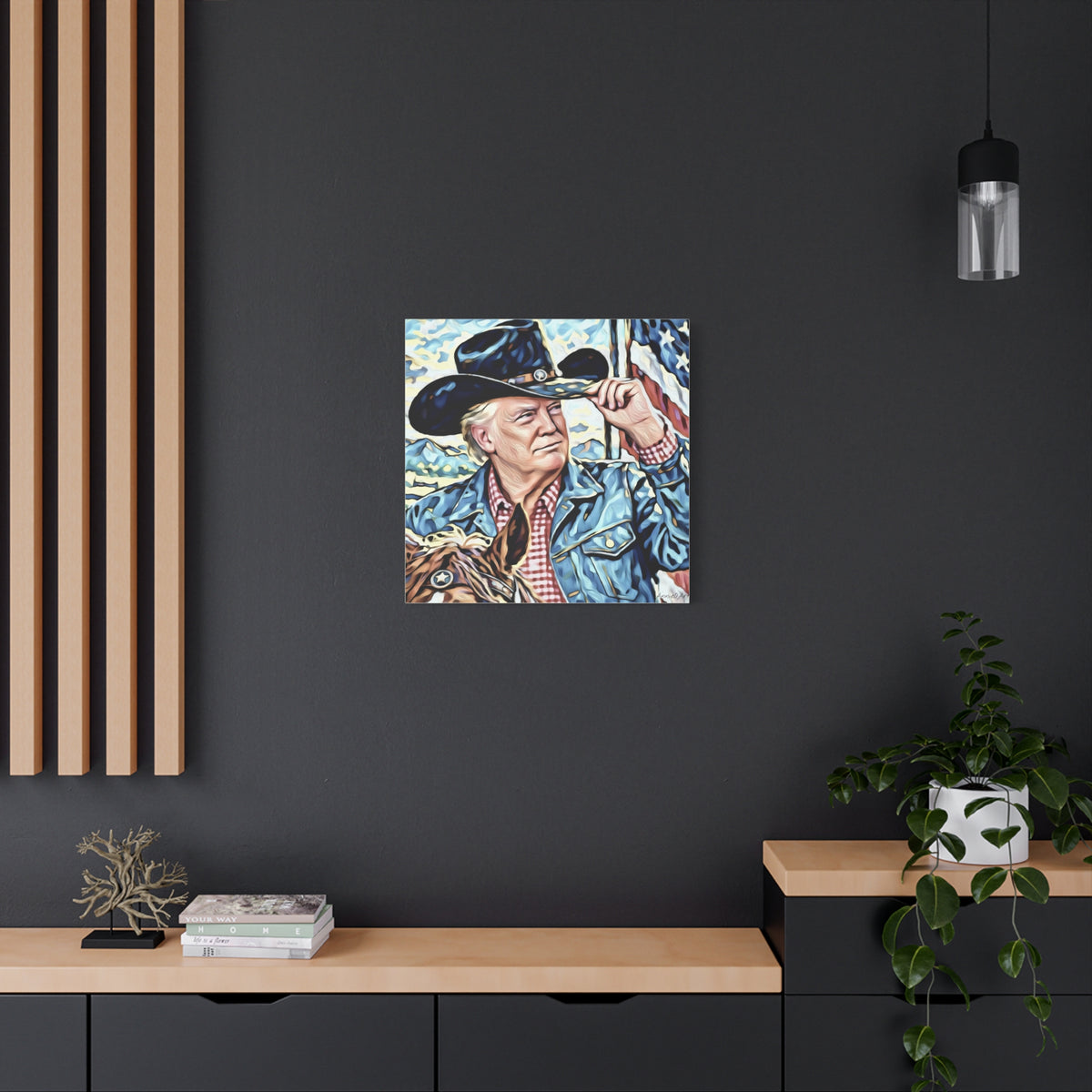 Trump Patriotic Cowboy Portrait Canvas