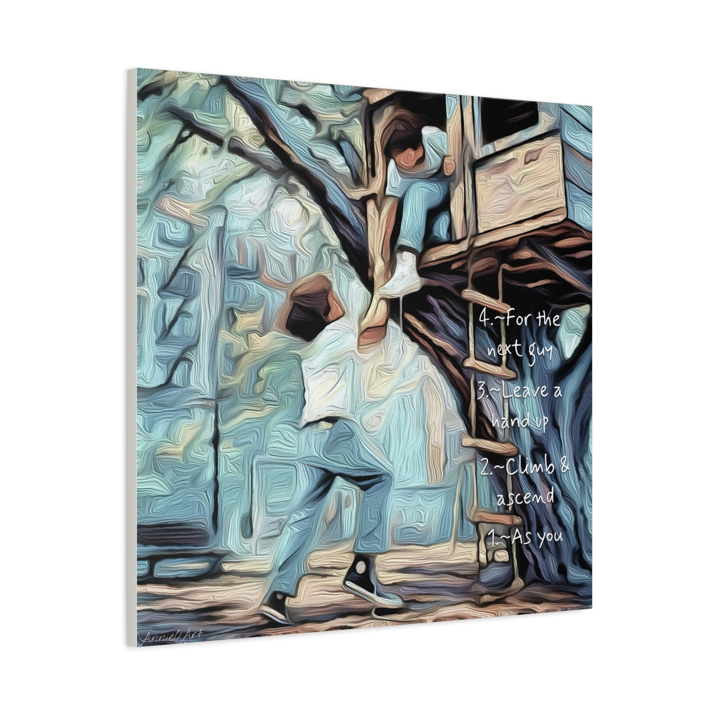 Treehouse Canvas Print — “As You Climb & Ascend, Leave a Hand Up for the Next Guy”—Inspirational Wall Art