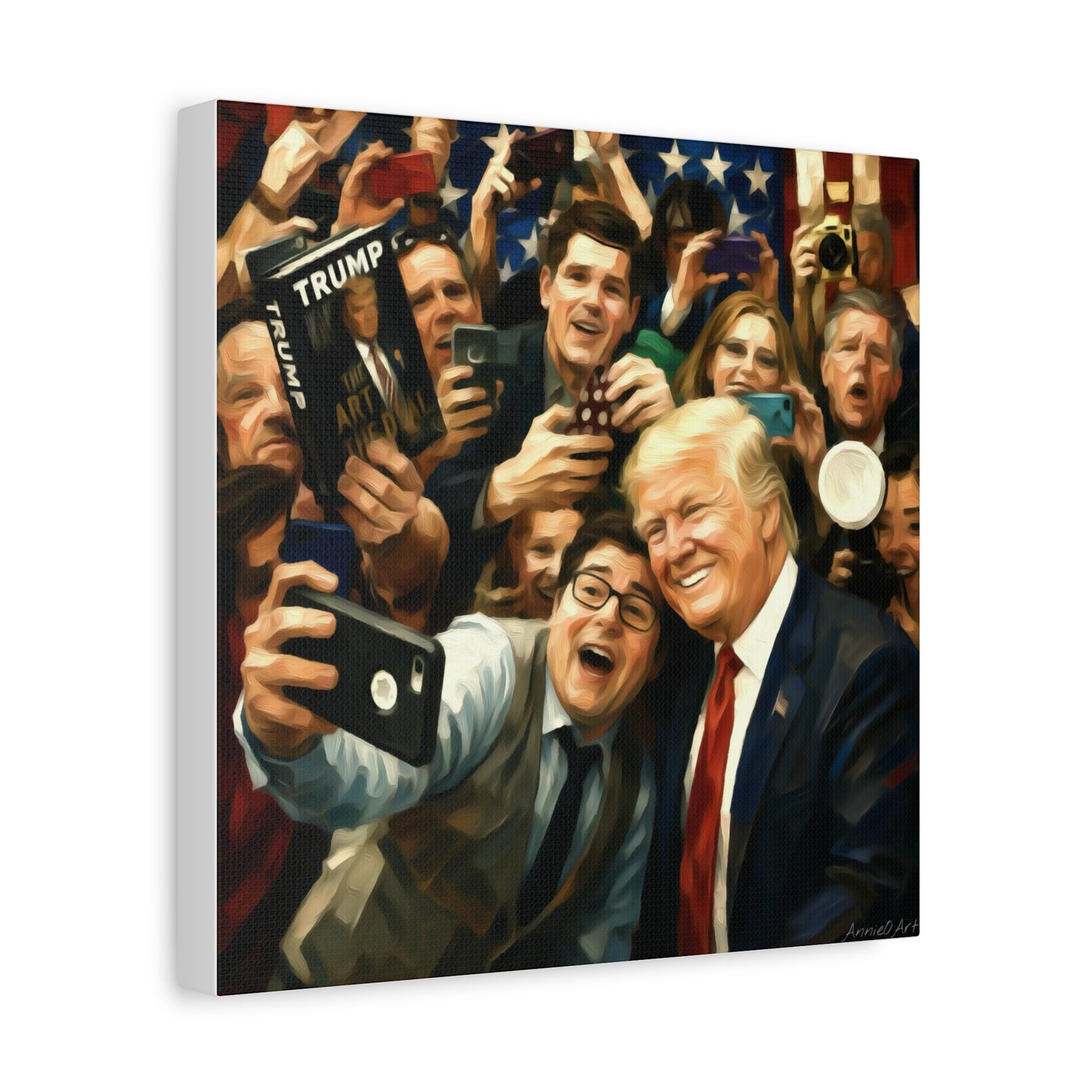 Trump Patriotic Crowd Selfie Canvas - Stretched Matte Wall Art