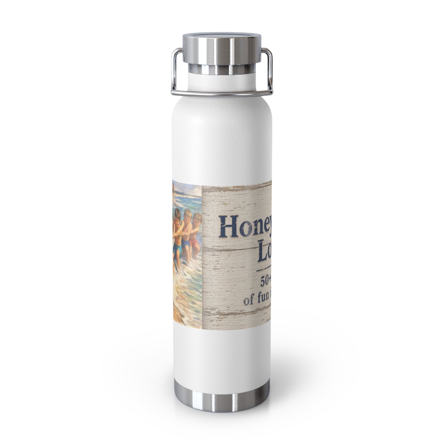 ‘HSL—50+ years of fun in the sun—22oz Insulated Water Bottle - Vintage Beach Design