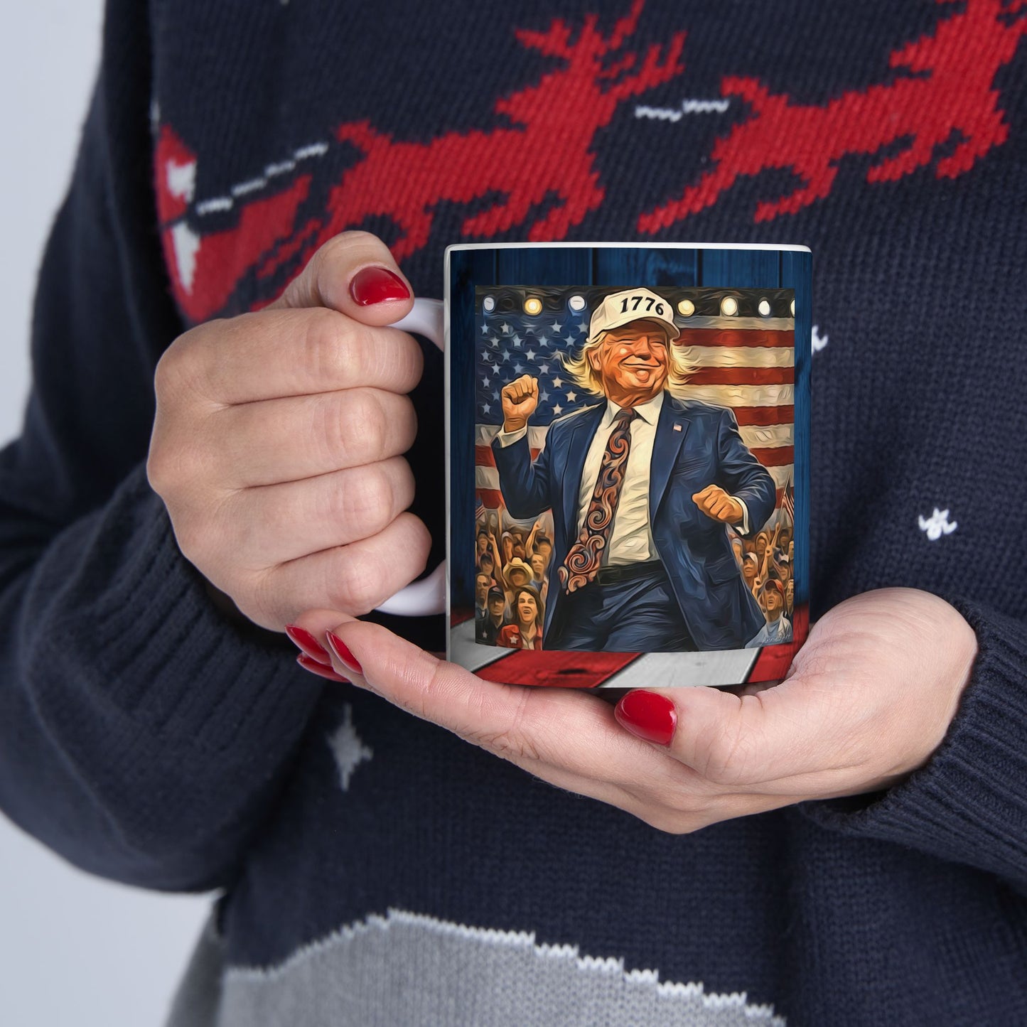 2- sided Trump Patriotic Beach Retro Ceramic Mug - Vintage Americana
