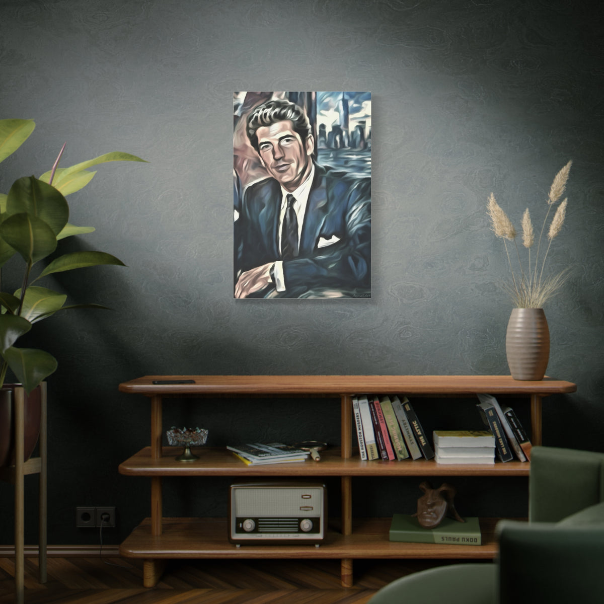 JFK Jr. Vintage Portrait Matte Canvas Wall Art