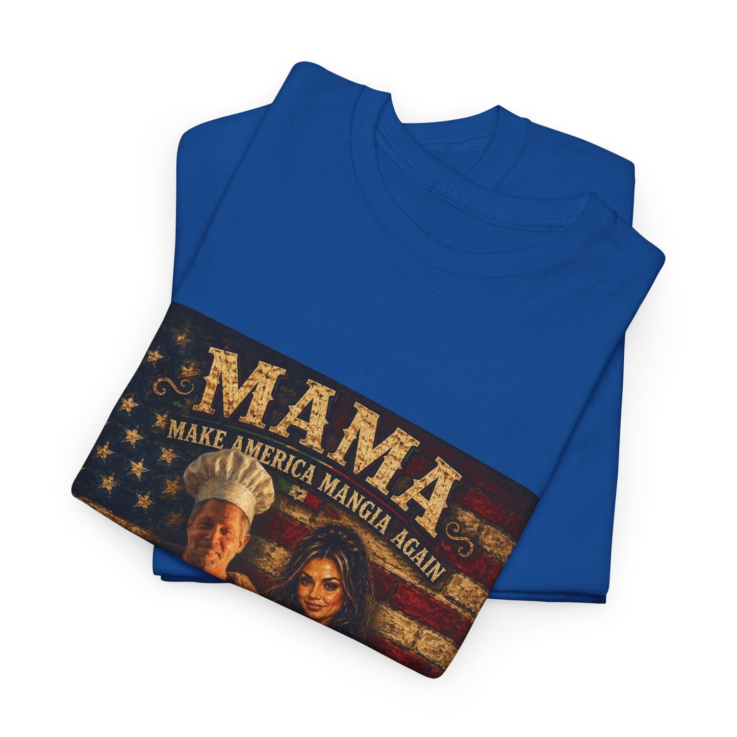 CUSTOM for MANDY—Mama Pizza Team T-Shirt — Retro American Flag Pizza Chef Graphic Tee