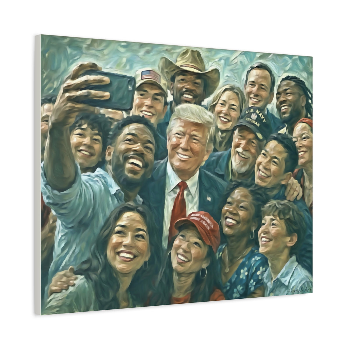Trump Selfie Matte Canvas Print — Portrait Wall Art