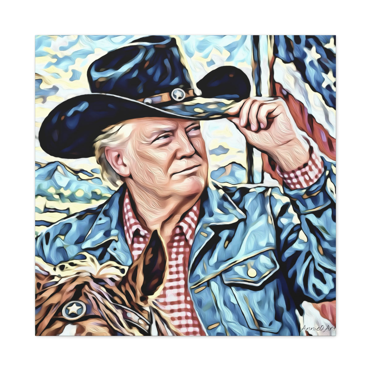 Trump Patriotic Cowboy Portrait Canvas