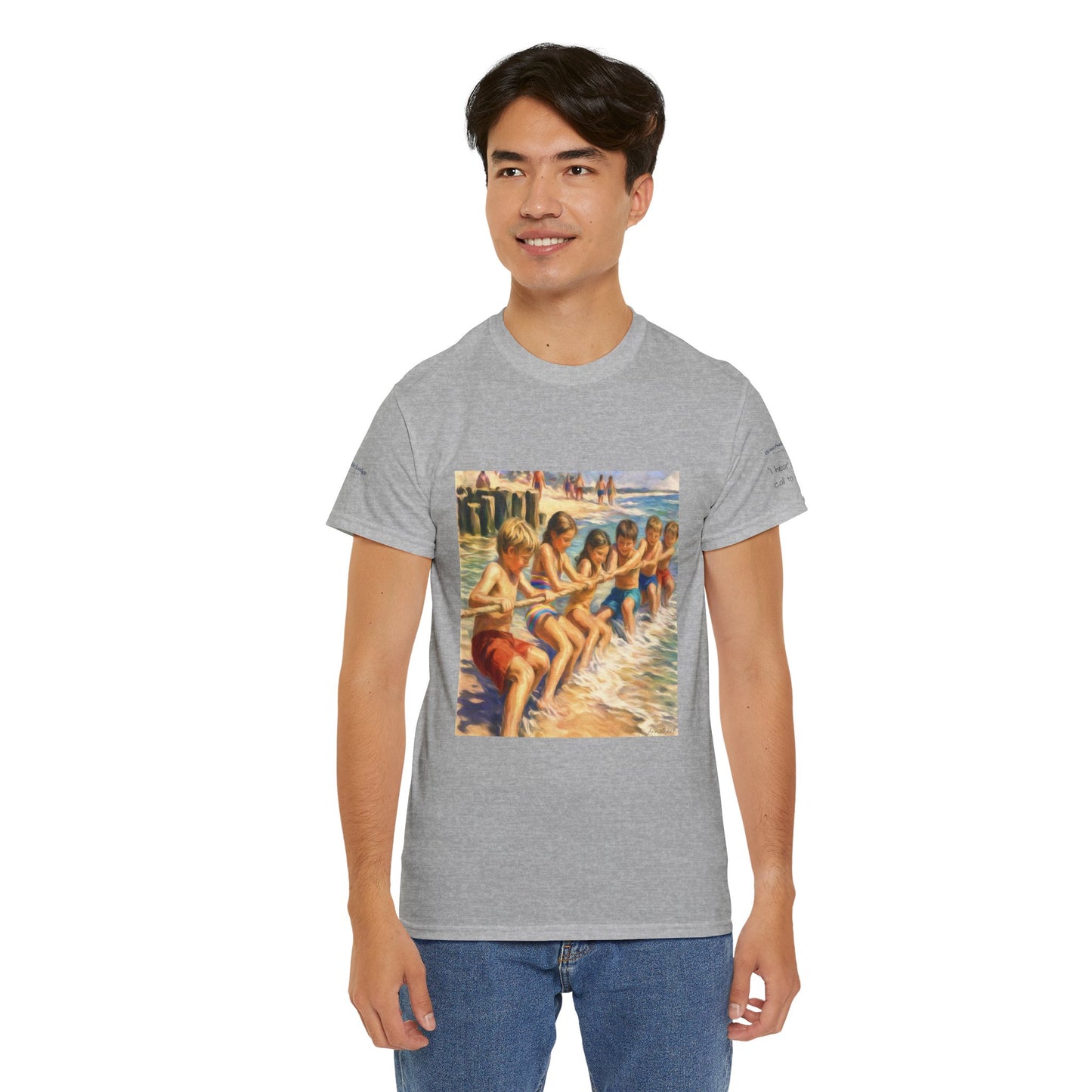 HoneySuckle Lodge Vintage Beach T-Shirt — "50+ years of fun in the sun" Retro Kids on Shore Design