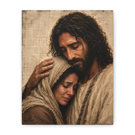 Jesus Embrace Matte Canvas Wall Art
