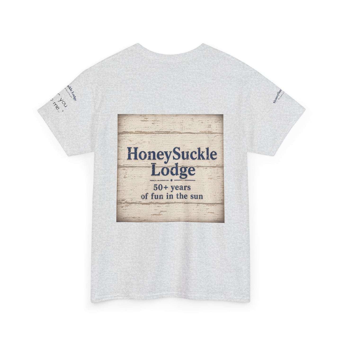 HoneySuckle Lodge Vintage Beach T-Shirt — "50+ years of fun in the sun" Retro Kids on Shore Design