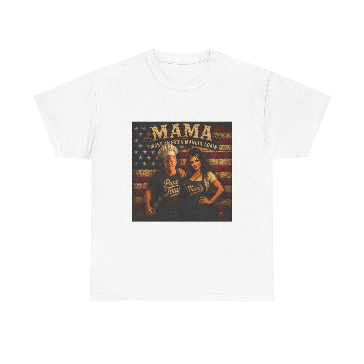 CUSTOM for MANDY—Mama Pizza Team T-Shirt — Retro American Flag Pizza Chef Graphic Tee