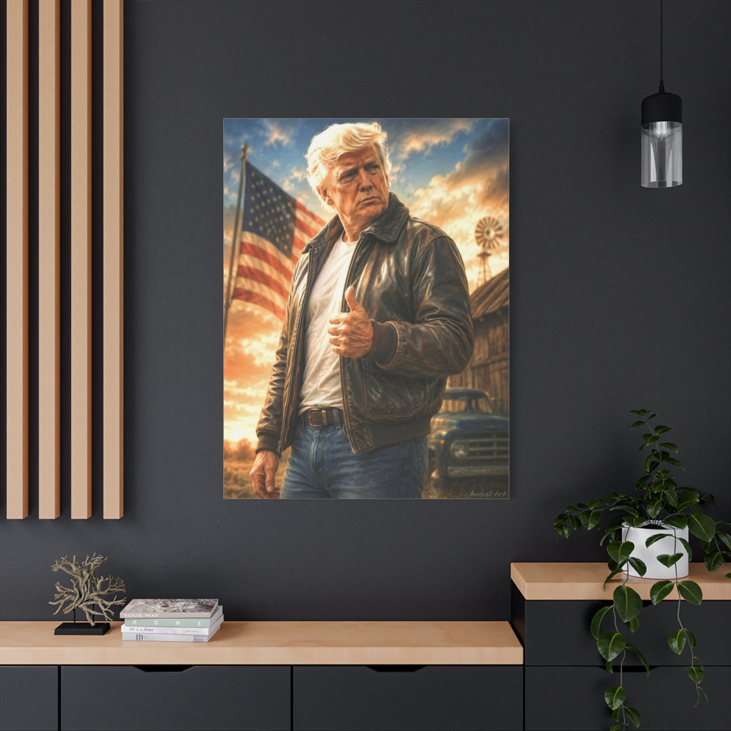 Trump Patriotic Vintage Leather Jacket Canvas