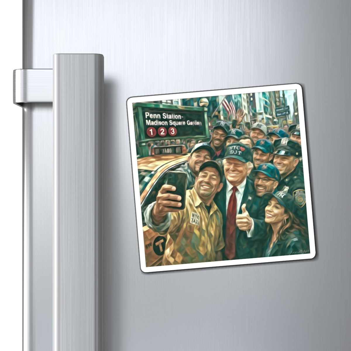 Trump New York City Taxi Selfie Magnet — Penn Station Madison Square Garden NYC Souvenir