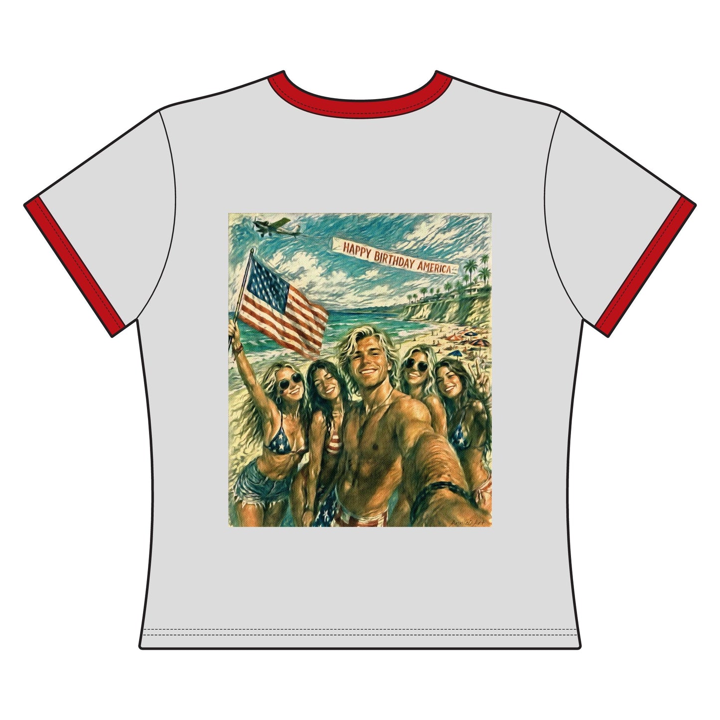 Happy Birthday America Cropped Ringer Tee – Patriotic 4th of July Graphic Shirt