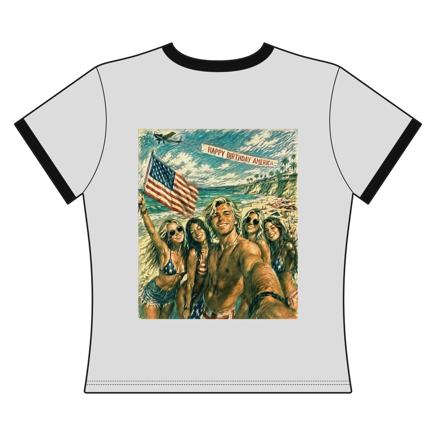 Happy Birthday America Cropped Ringer Tee – Patriotic 4th of July Graphic Shirt