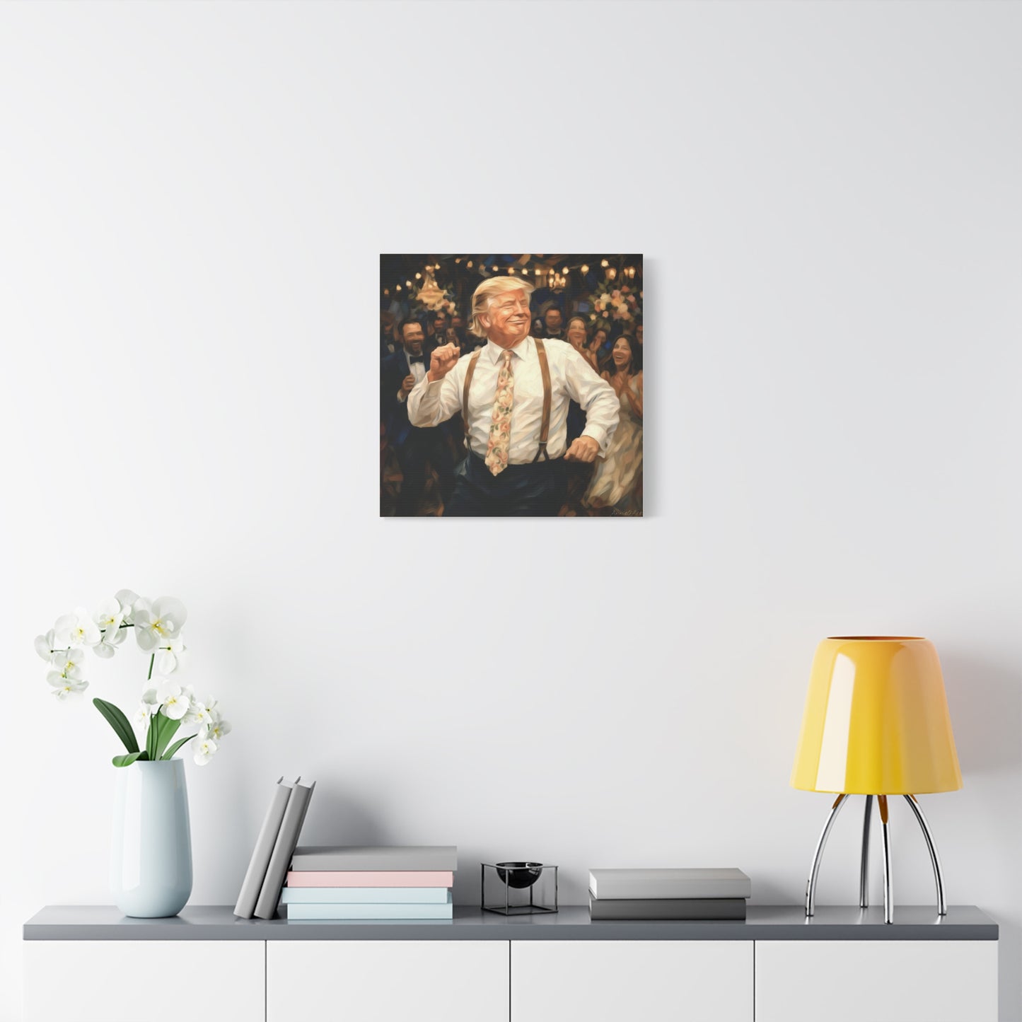 Vintage Festive Trump Dancing Canvas Wall Art