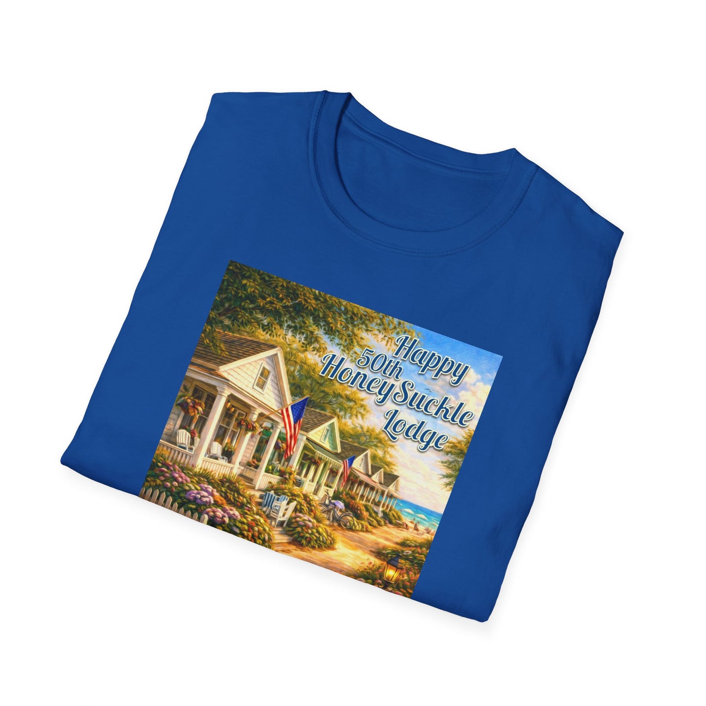 HoneySuckle Lodge 50th—America 250th Bungalow Path T-Shirt —Front & Back Design- Happy 250th Anniversary USA Patriotic Tee