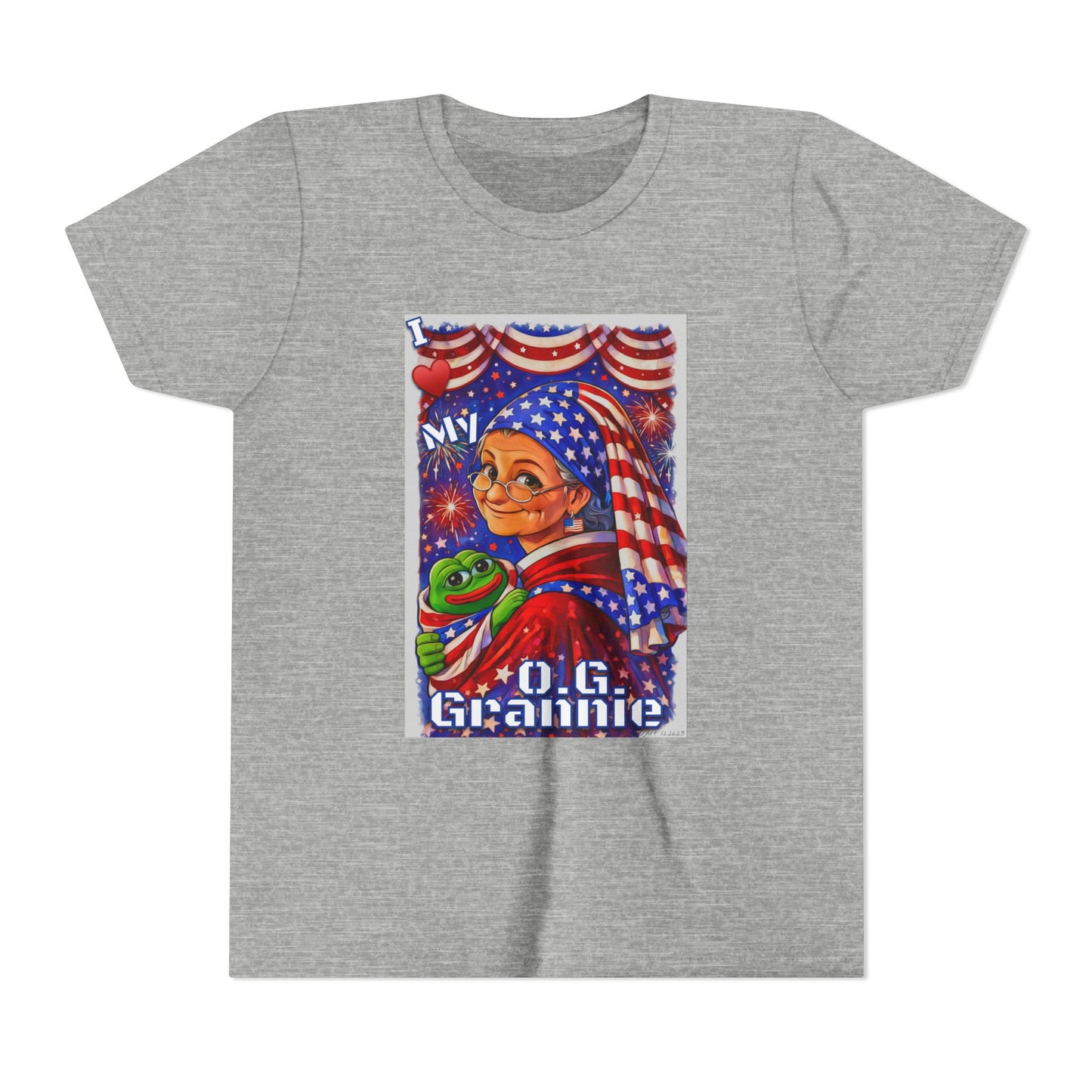 Grandma Anons & Keyboard Warriors for your Littles, “I ♥️ My O.G. Grannie" Youth T-Shirt – American Flag Grandma Design