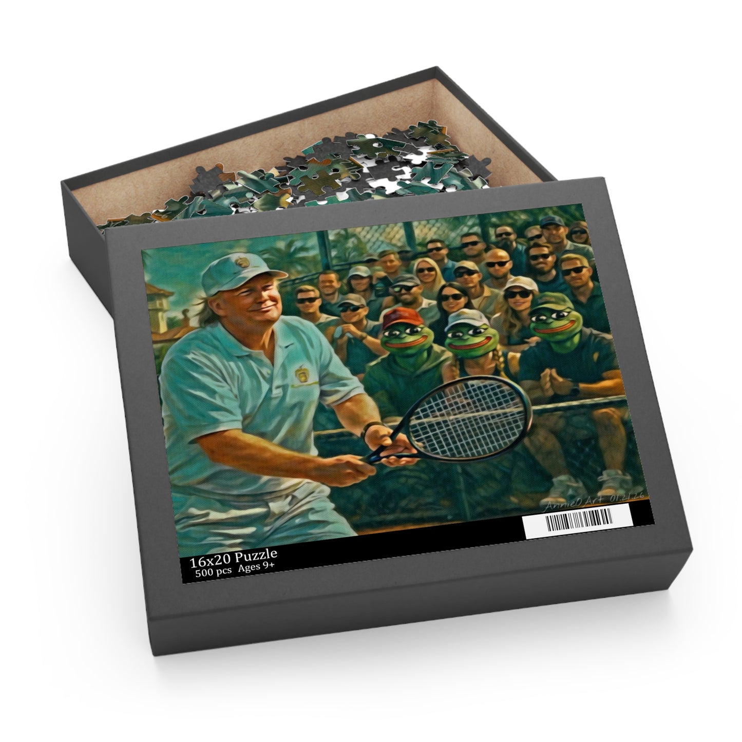 Trump Tennis Crowd Jigsaw Puzzle — Vintage Match Scene (120/252/500 pcs)
