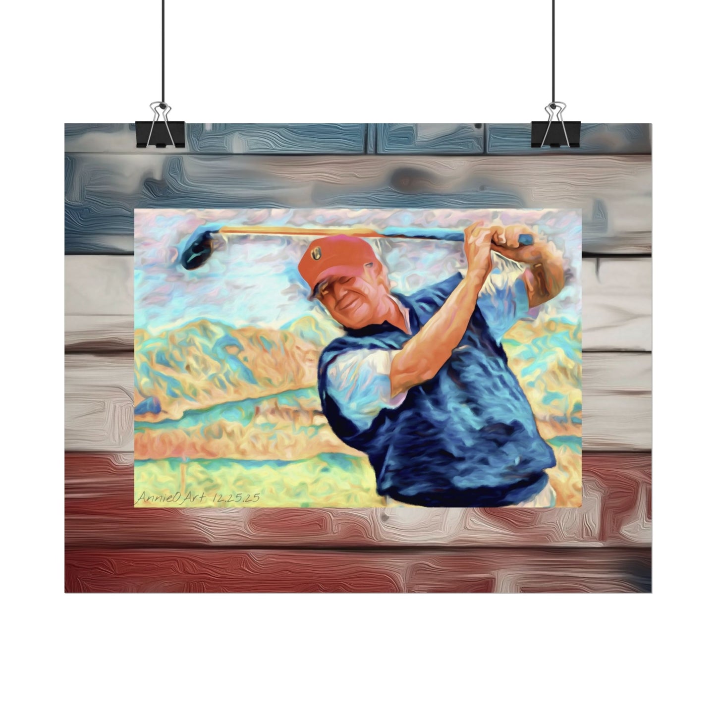 Golf Swing Watercolor Poster — Textured Matte Golf Wall Art
