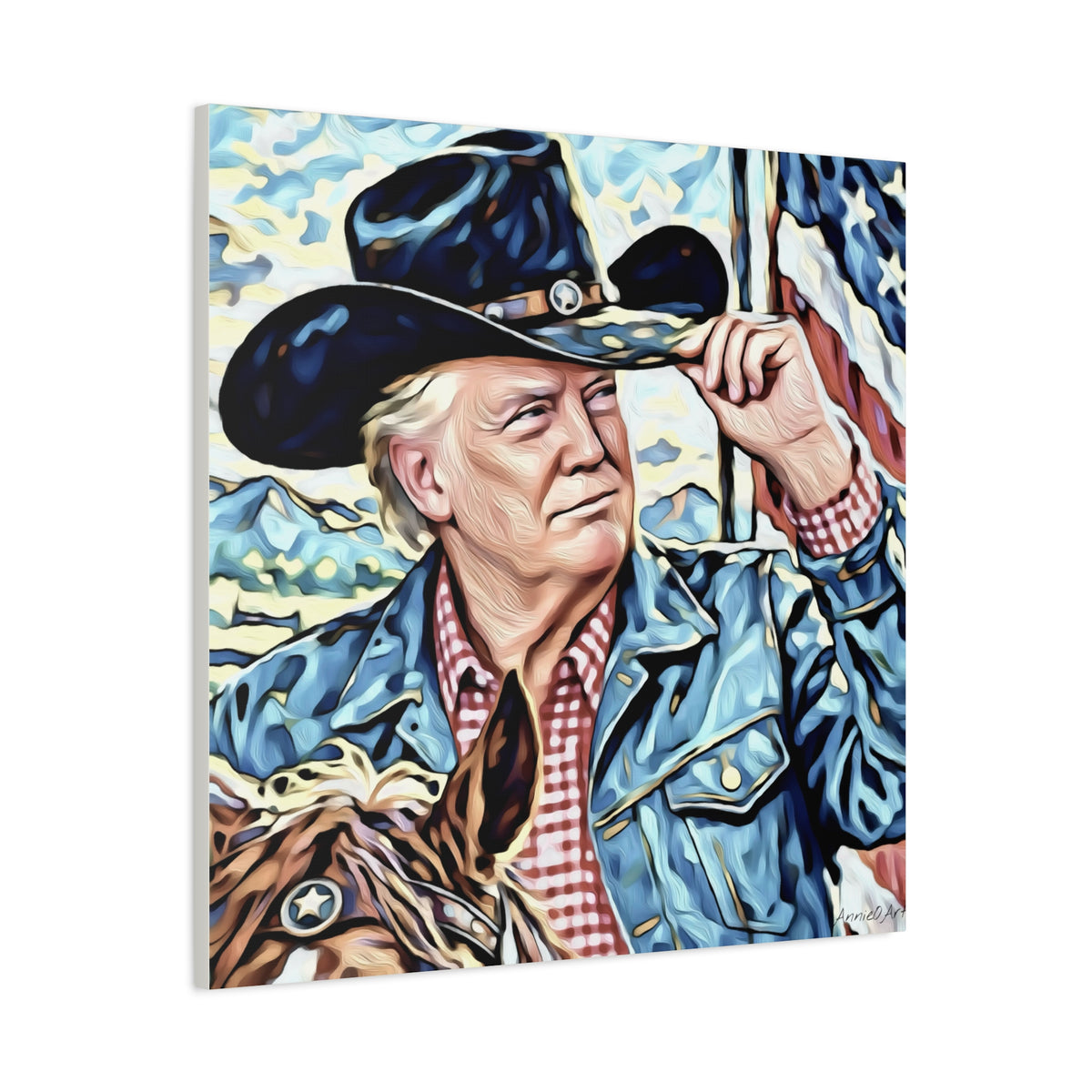 Trump Patriotic Cowboy Portrait Canvas