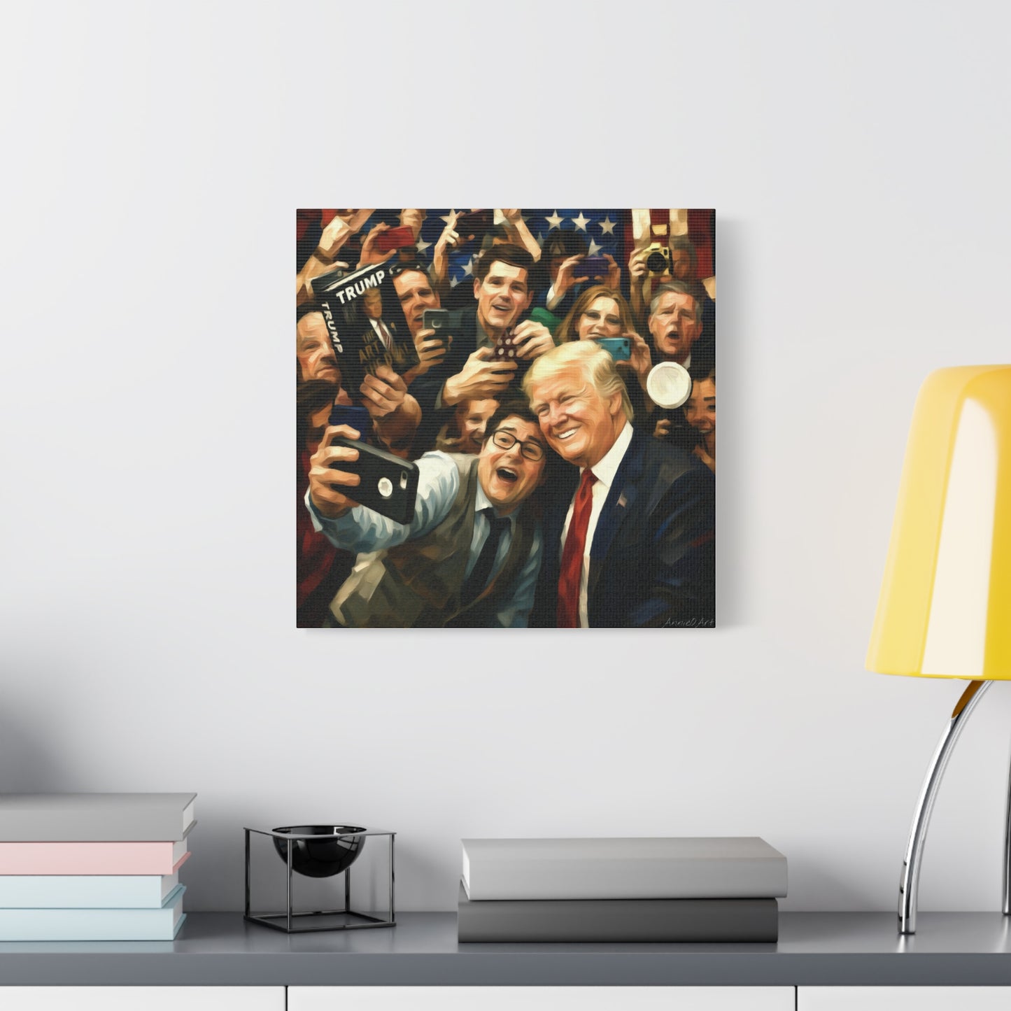Trump Patriotic Crowd Selfie Canvas - Stretched Matte Wall Art