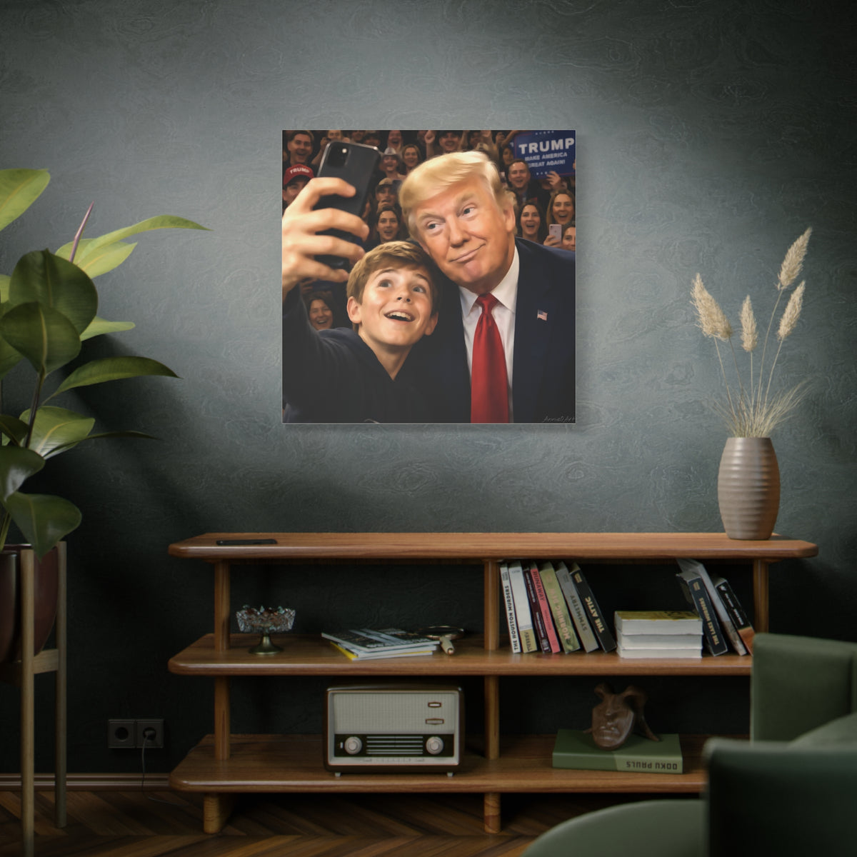 Trump Rally Canvas Wall Art — President Selfie Print on Stretched Matte Canvas