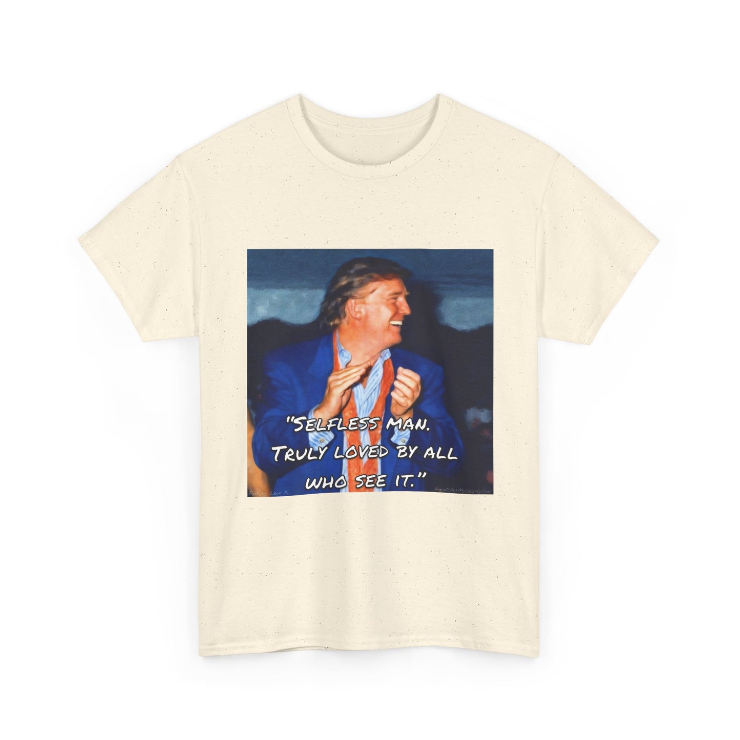 Vintage Portrait Tee with Quote – “Selfless Man, Truly Loved by All Who See It”