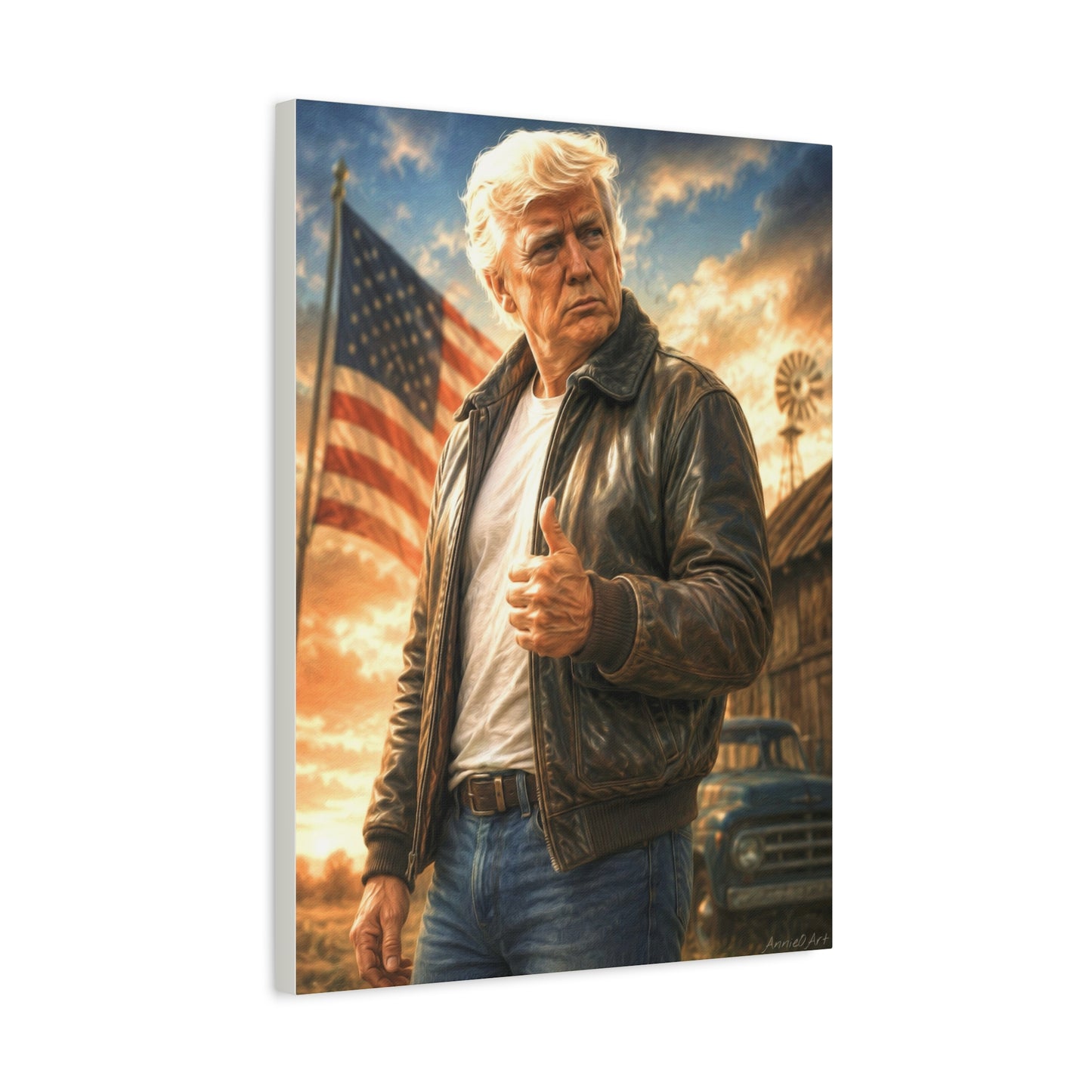 Trump Patriotic Vintage Leather Jacket Canvas