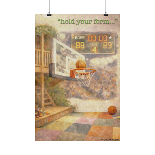 Basketball Watercolor Poster — Textured Matte Sports Wall Art