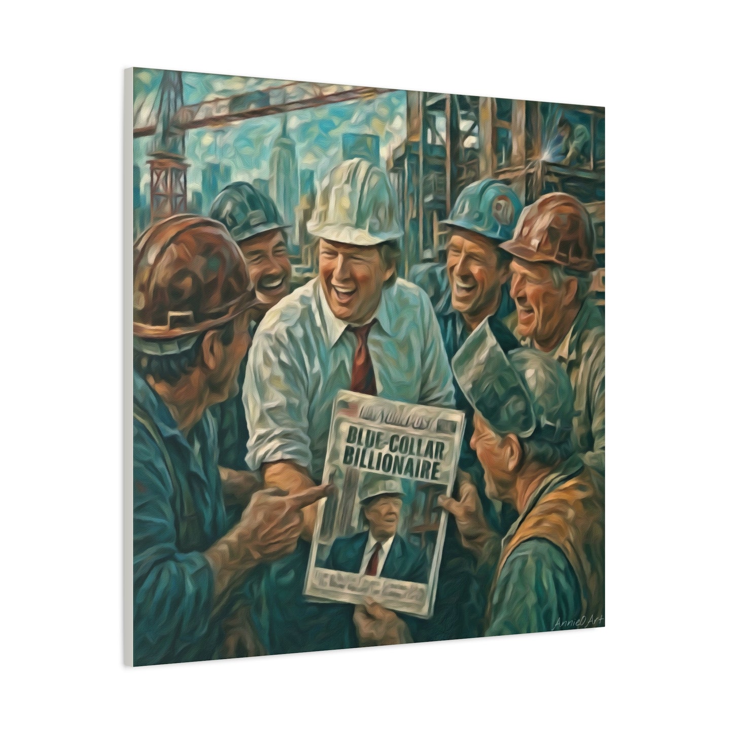 Trump Blue-Collar Billionaire Canvas Print — Vintage Labor Wall Art
