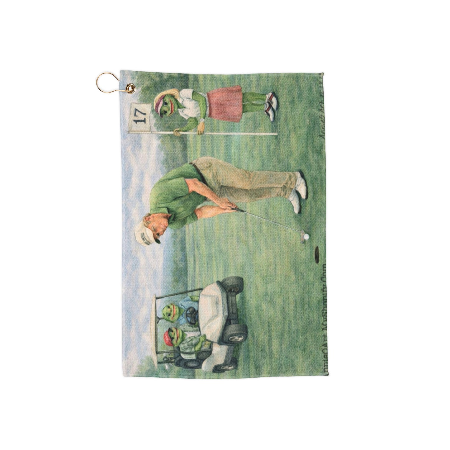 Golf Towel — Green Golfer Design with Grommet Loop | Golf Gift & Club Accessory