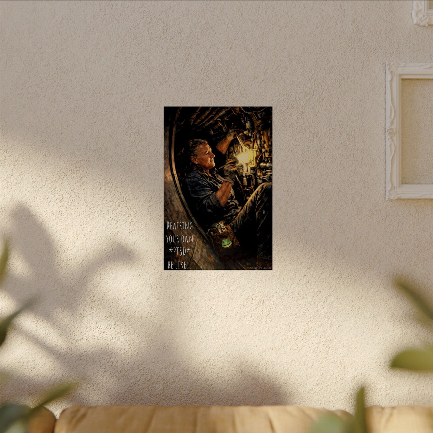 PTSD Rewiring Mechanic Poster — Textured Watercolor Matte Art Print