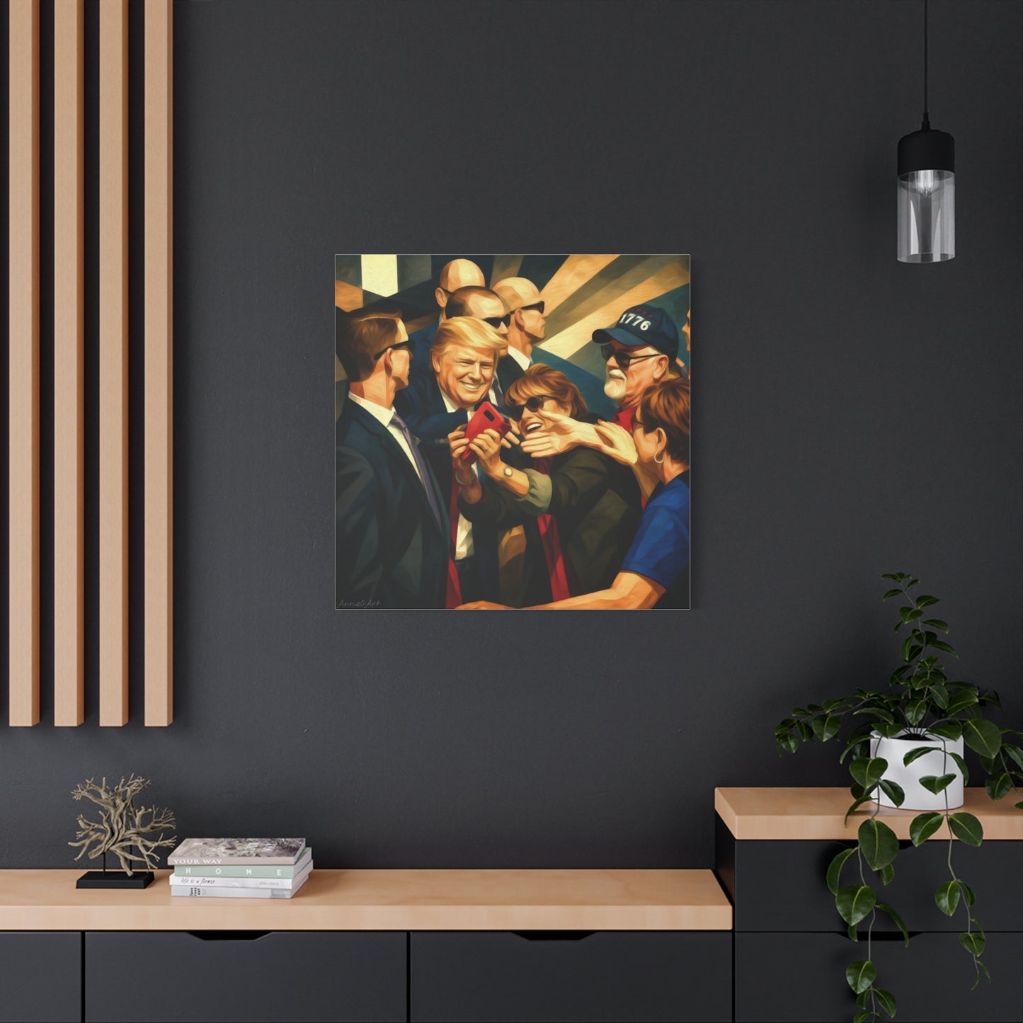 Trump Selfie with Supporters—Matte Canvas Art - Stretched 1.25"